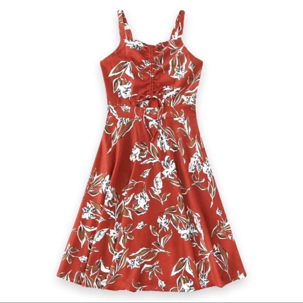 Yiyime Keyhole, Bow Tie, Floral, Fit and Flair Dress